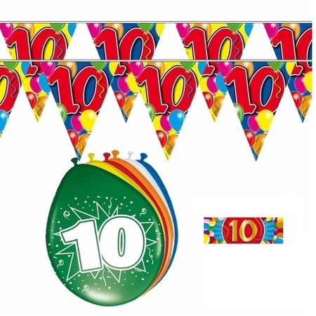 2x 10 jaar vlaggenlijn + ballonnen