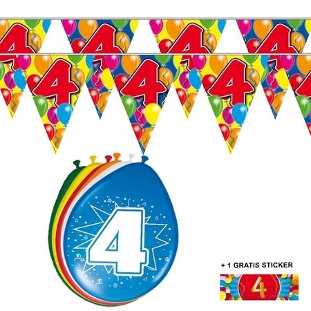2x 4 jaar vlaggenlijn + ballonnen