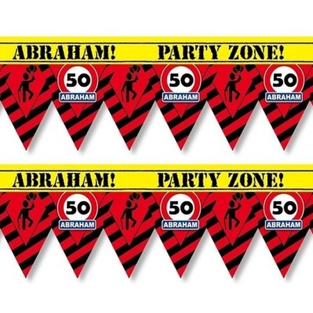 2x 50 Abraham party tape/marker ribbons warning 12 m decoration