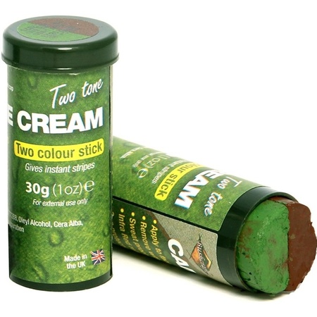 2x Brown/green camouflage fancy dress make up crayons