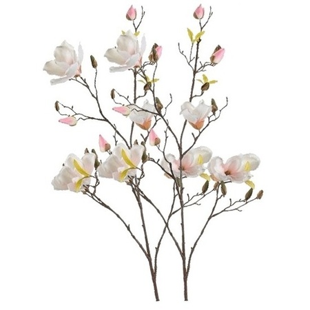 2x Creme Magnolia kunstbloemen tak 105 cm
