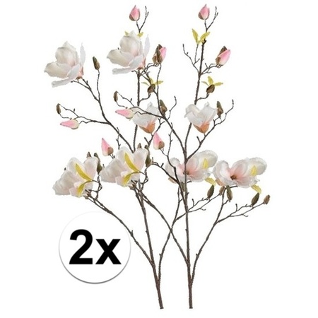 2x Creme Magnolia kunstbloemen tak 105 cm