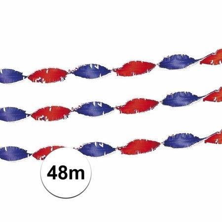 2x Red white blue Dutch party guirlandes 24 meter