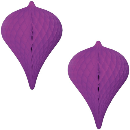 2x Purple icicle honeycomb decoration 30 cm