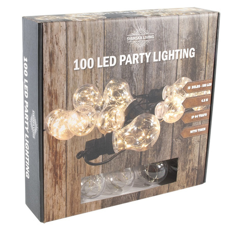 2x Partylights warm white with 10 light bulbs 4,5 meters