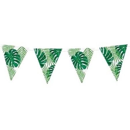 2x Green Hawaian theme party flagline 1,5 meter