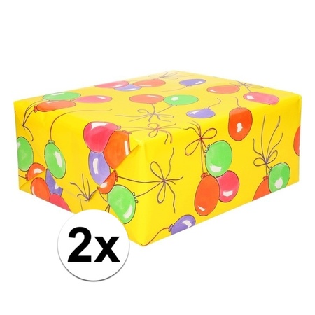 2x Wrapping paper with balloons 200 x 70 cm rolls