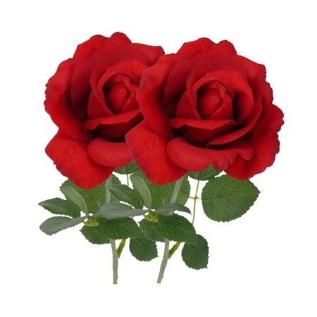 2x Kunstbloem roos Carol rood 37 cm