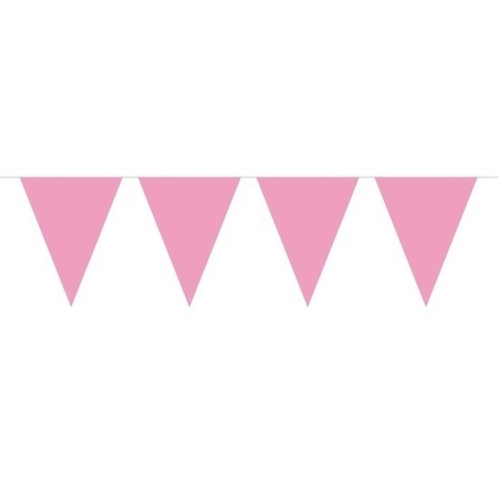 2x Mini vlaggenlijn/slinger versiering baby roze 