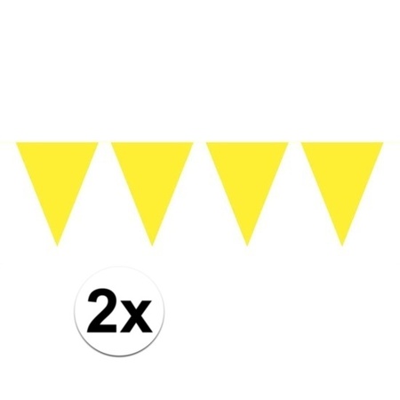 2x Mini vlaggenlijn / slinger versiering geel 