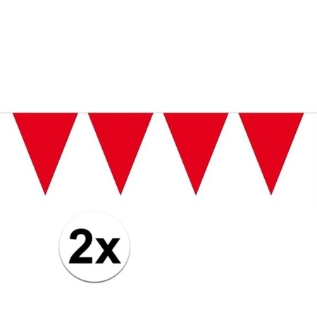 2x Mini vlaggenlijn / slinger versiering rood 