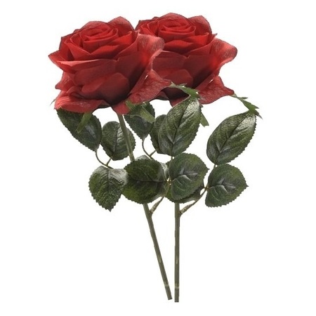 2x Rode rozen Simone kunstbloemen 45 cm
