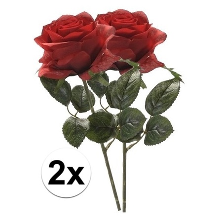 2x Red roses Simone artificial flowers 45 cm