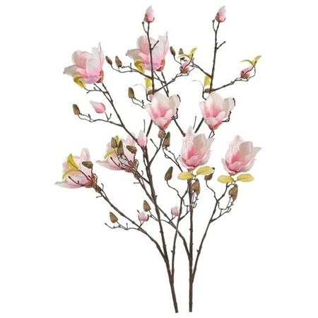 2x Roze Magnolia kunstbloemen tak 105 cm