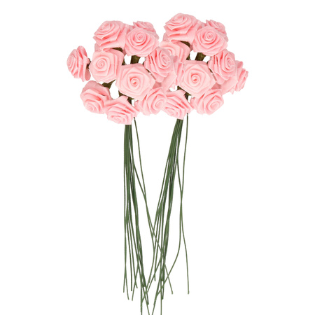 24 Decoratie rozen roze 12 cm