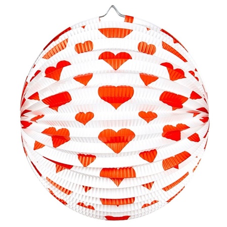 2x Latern round with hearts print 25 cm