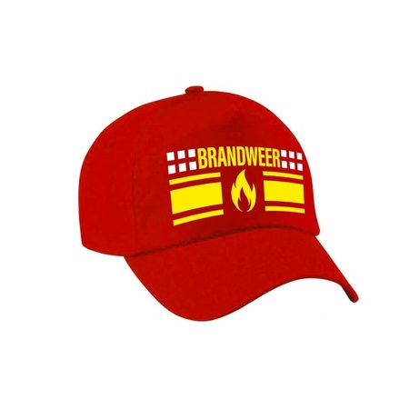 2x pieces dress up cap brandweer / fire department red for kids