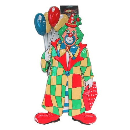 2x stuks clown carnaval decoratie met ballonnen 60 cm