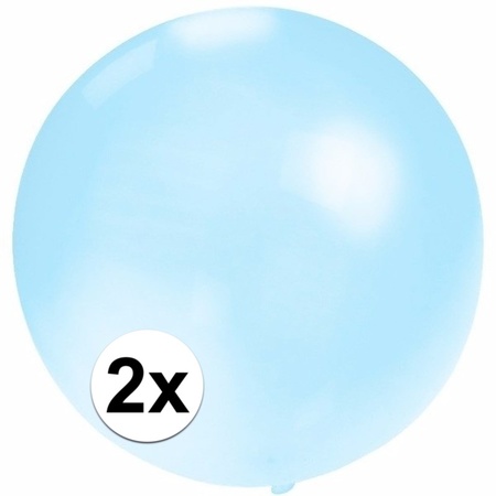 2x stuks grote ballonnen 60 cm baby blauw