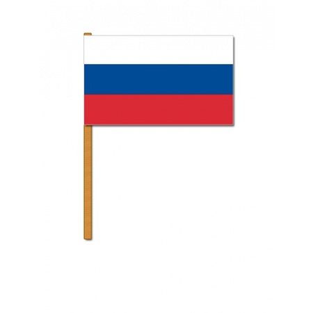 2x stuks luxe landen hand/zwaaivlag Rusland 30 x 45 cm