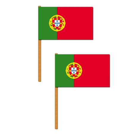 2x stuks luxe zwaaivlag Portugal 30 x 45 cm