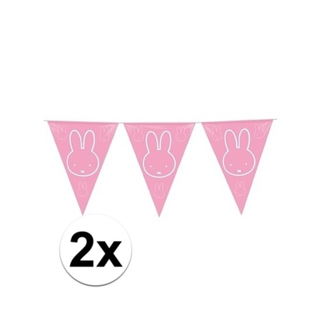 2x Vlaggenlijnen Nijntje roze van 6 meter