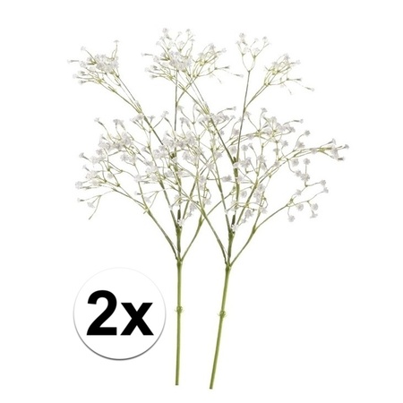 2x White gypsophila artificial flowers 65 cm
