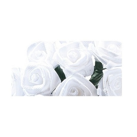 2x White satin roses 12 cm
