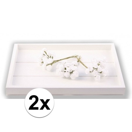 2x White satin roses 12 cm