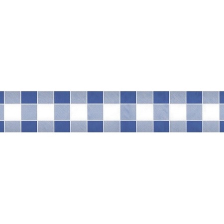2x Blue/white checkers paper tablecloth 1000 x 118 cm