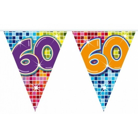 3 Mini vlaggenlijn / slinger verjaardag versiering 60 jaar