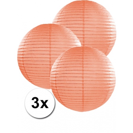 3 peach colored paper lanterns 35 cm
