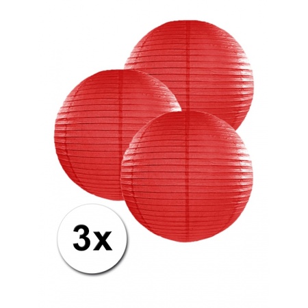 Voordeelverpakking met 3 rode lampionnen 25 cm