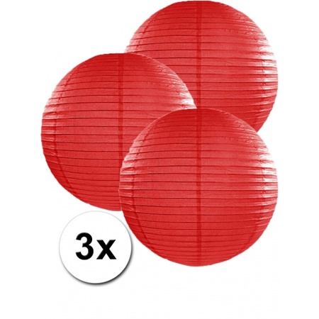 Voordeelverpakking met 3 rode lampionnen 35 cm