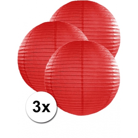 Voordeelverpakking met 3 rode lampionnen 50 cm