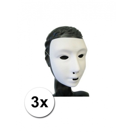 3 white face masks