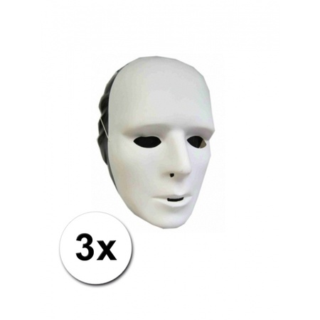 Plastic grimeer maskers 3 stuks