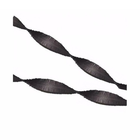 Zwartgekleurde crepe papier slingers 5 meter 3 st
