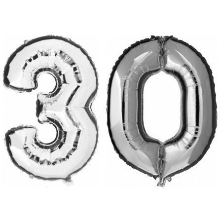 30 years silver foil balloons 88 cm age/number