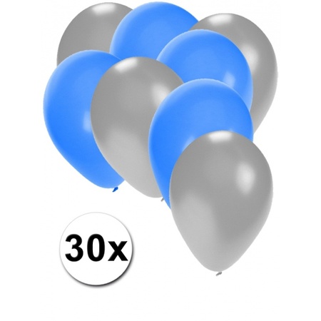 Party ballonnen zilver en blauw