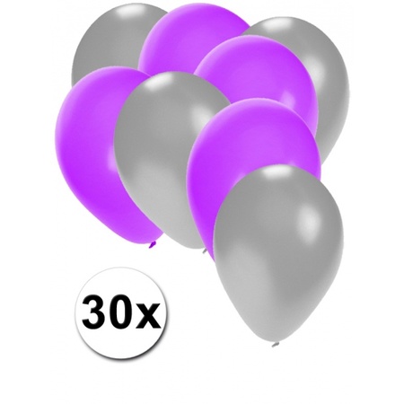 30x balloons silver and purple