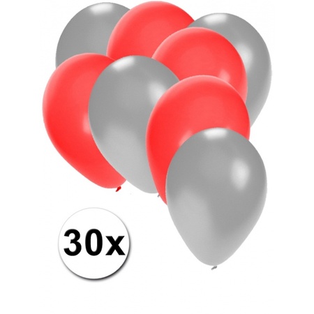 30x balloons silver and red