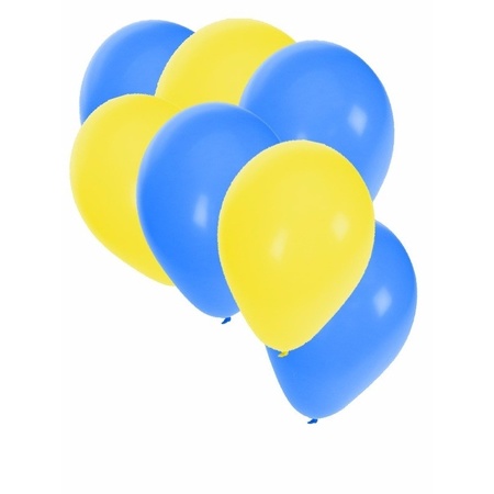 Ballonnen assorti pakket blauw/geel