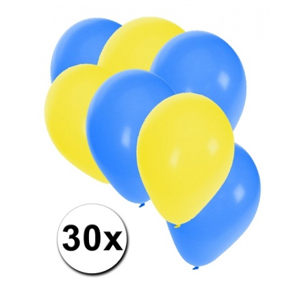 30x balloons yellow and blue
