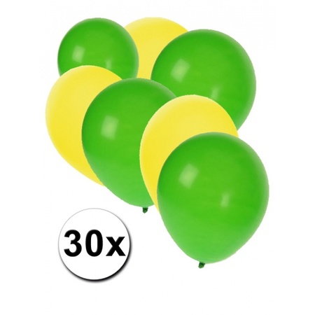30x balloons yellow and green