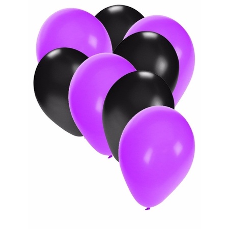 Party ballonnen paars en zwart