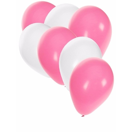 Party ballonnen wit en baby roze