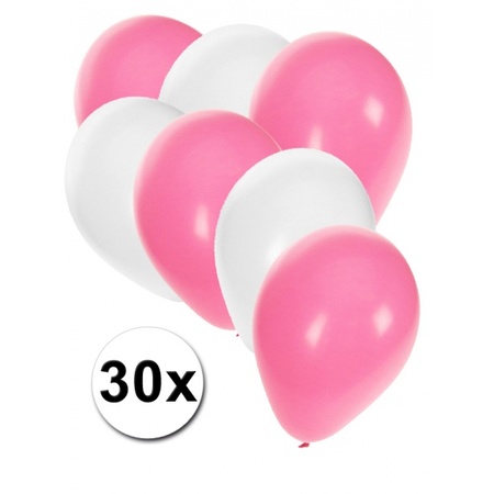 Party ballonnen wit en baby roze