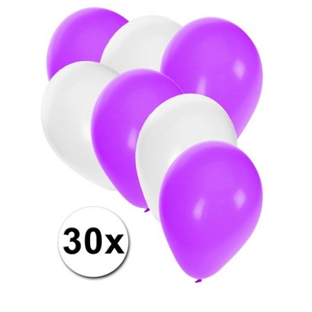 30x balloons white and purple