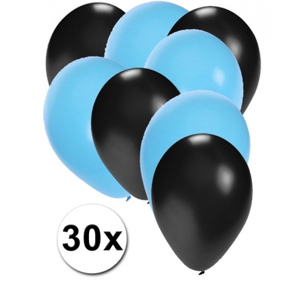 Party ballonnen zwart en lichtblauw